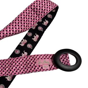 FREE* Vera Bradley Pink Elephants Reversible Belt Paisley Black Oval Buckle OS